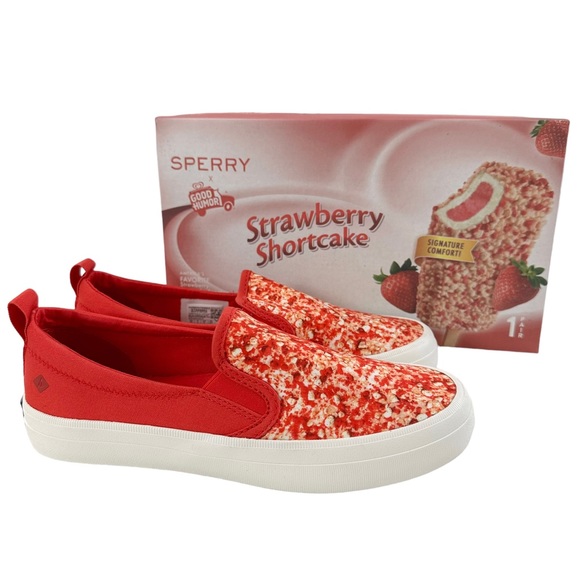 Sperry Crest Strawberry Ice Cream Shortcake Slip-On Sneaker Size 6.5M - Picture 2 of 16